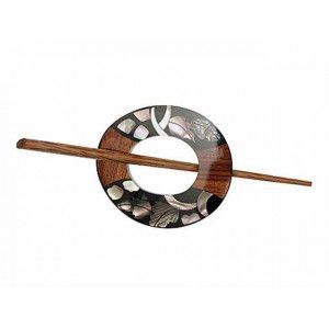 Exotic Shawl Pins 42801 - Inlaid Shell-Tiger Ebony Garland