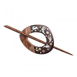 Buttons.etc Exotic Shawl Pins, 42804 - Inlaid Shell/Wood
