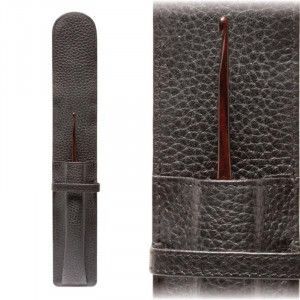 Leather Single Crochet Hook Holder - Black