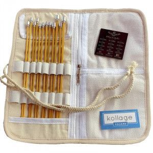 Kollage Square Gold Single Pointed Needles Set, 10" / 25 cm, Sizes 4-9 US