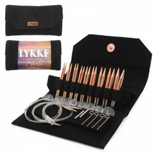 Lykke 3.5" Cypra Interchangeable Needle Black Vegan Suede Case Gift Set