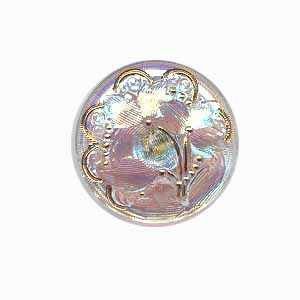 Czech Glass Buttons 01 -  Flower Gold-Pearl 27 mm
