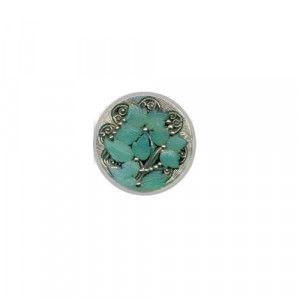 Czech Glass Buttons 220 - Flower Mint Silver Finish 27 mm