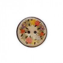 Exotic Buttons 14802 - Roses Enamel Coconut