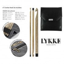 Lykke Driftwood Crochet Hooks 6" Gift Set in Faux Leather Pouch