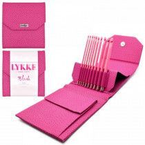 Lykke Blush Crochet Hooks 6" Gift Set in Magenta Basketweave Pouch