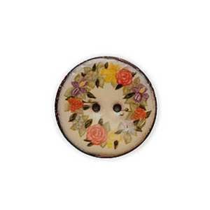 Exotic Buttons 14802 - Roses Enamel Coconut